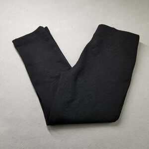 Chico Pants Size 1R Slim Ankle Black Paisle Floral Raised Textured Knit Jacquard
